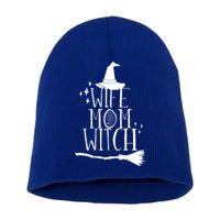 Wife Mom Witch Funny Halloween Funny Gift Short Acrylic Beanie