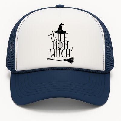 Wife Mom Witch Funny Halloween Funny Gift Trucker Hat