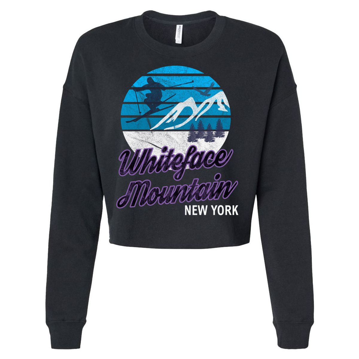 Whiteface Mountain Wilmington Ny Usa Skiing Snowboarding Gift Cropped Pullover Crew
