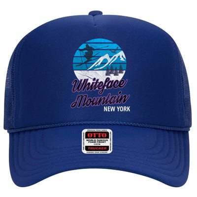 Whiteface Mountain Wilmington Ny Usa Skiing Snowboarding Gift High Crown Mesh Back Trucker Hat