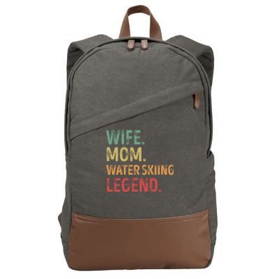 Wife Mom Water Skiing Legend Gift Cotton Canvas Backpack