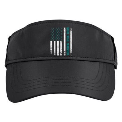 Wo Mom. Wife. Warrior. Ovarian Cancer Awareness Adult Drive Performance Visor