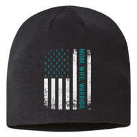 Wo Mom. Wife. Warrior. Ovarian Cancer Awareness Sustainable Beanie