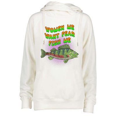 Women Me Want Fear Fish Me Womens Funnel Neck Pullover Hood