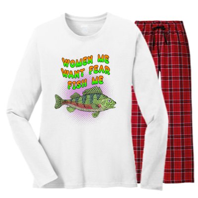 Women Me Want Fear Fish Me Women's Long Sleeve Flannel Pajama Set 