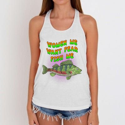 Women Me Want Fear Fish Me Women's Knotted Racerback Tank