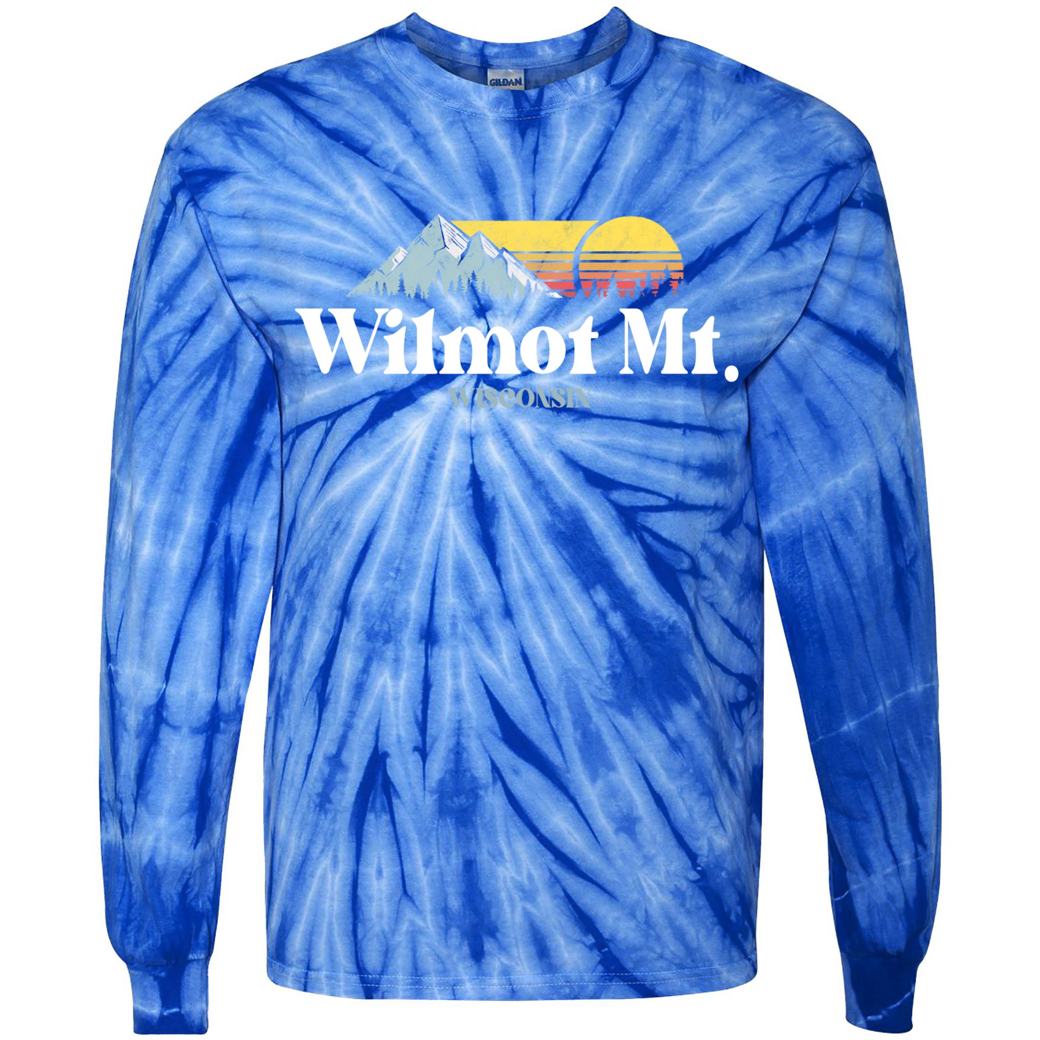 Wilmot Mountain Wisconsin Ski Trip Snowboarding Slopes Cute Gift Tie-Dye Long Sleeve Shirt