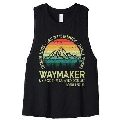 Waymaker Miracle Worker Promise Keeper Christian Apparel Women's Racerback Cropped Tank