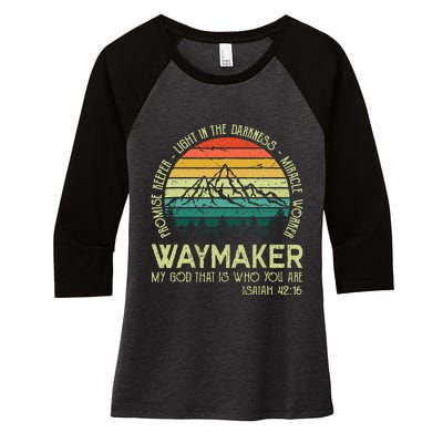 Waymaker Miracle Worker Promise Keeper Christian Apparel Women's Tri-Blend 3/4-Sleeve Raglan Shirt