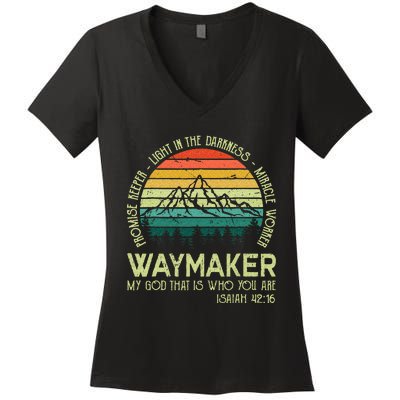 Waymaker Miracle Worker Promise Keeper Christian Apparel Women's V-Neck T-Shirt