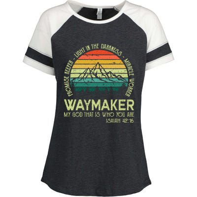 Waymaker Miracle Worker Promise Keeper Christian Apparel Enza Ladies Jersey Colorblock Tee