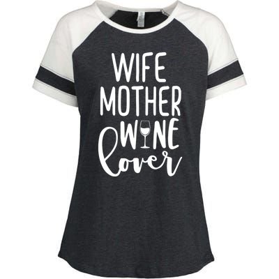 Wife Mother Wine Lover Enza Ladies Jersey Colorblock Tee