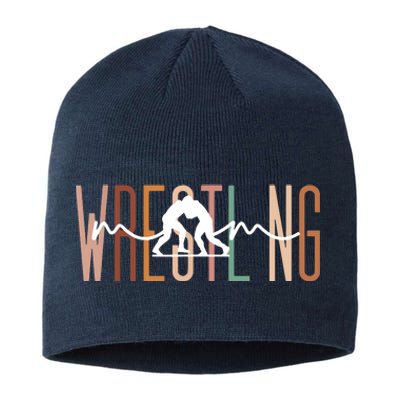 Wrestling Mom Wrestling Mama Cute Mom Life Wrestling Sustainable Beanie