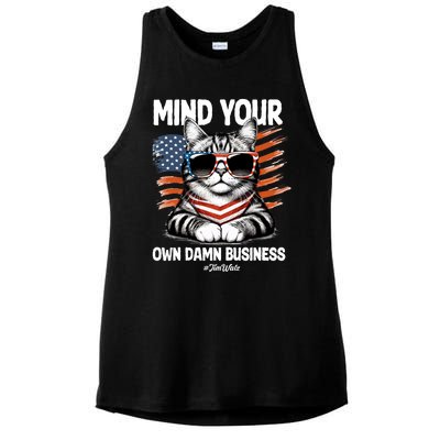 Walz Mind Your Own Damn Business Harris Waltz Cat Lady Ladies PosiCharge Tri-Blend Wicking Tank