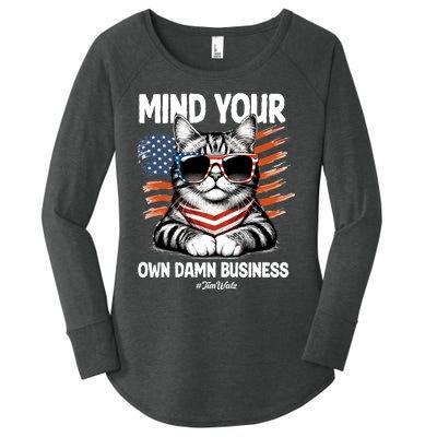 Walz Mind Your Own Damn Business Harris Waltz Cat Lady Women's Perfect Tri Tunic Long Sleeve Shirt