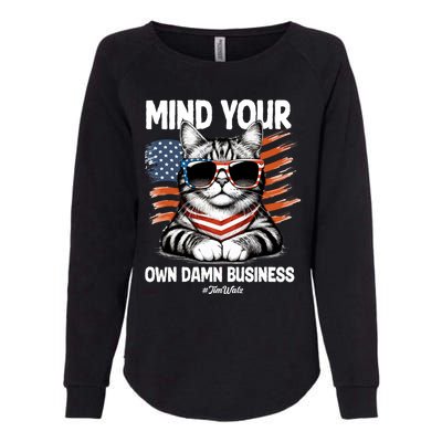 Walz Mind Your Own Damn Business Harris Waltz Cat Lady Womens California Wash Sweatshirt