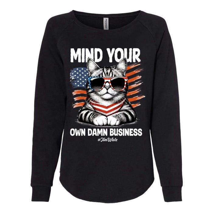 Walz Mind Your Own Damn Business Harris Waltz Cat Lady Womens California Wash Sweatshirt