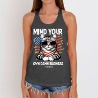 Walz Mind Your Own Damn Business Harris Waltz Cat Lady Women's Knotted Racerback Tank