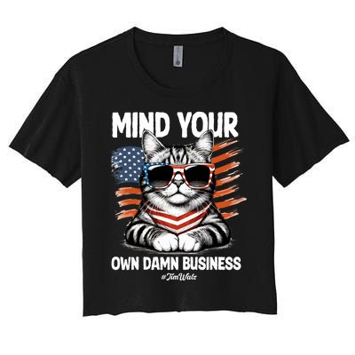 Walz Mind Your Own Damn Business Harris Waltz Cat Lady Women's Crop Top Tee