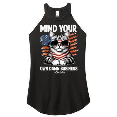 Walz Mind Your Own Damn Business Harris Waltz Cat Lady Women's Perfect Tri Rocker Tank