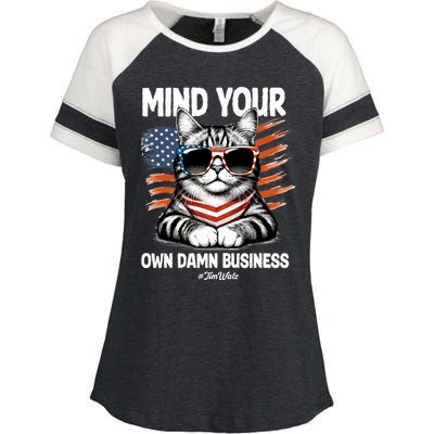 Walz Mind Your Own Damn Business Harris Waltz Cat Lady Enza Ladies Jersey Colorblock Tee