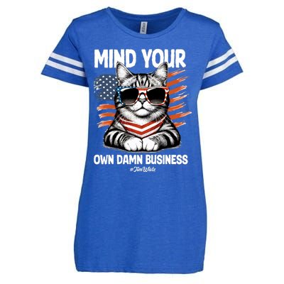 Walz Mind Your Own Damn Business Harris Waltz Cat Lady Enza Ladies Jersey Football T-Shirt