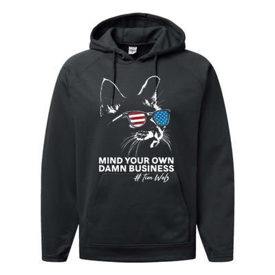 Walz Mind Your Own Damn Business Harris Waltz Cat Lady Performance Fleece Hoodie