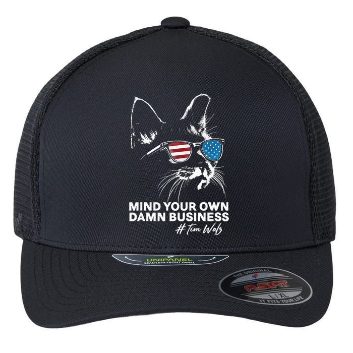 Walz Mind Your Own Damn Business Harris Waltz Cat Lady Flexfit Unipanel Trucker Cap