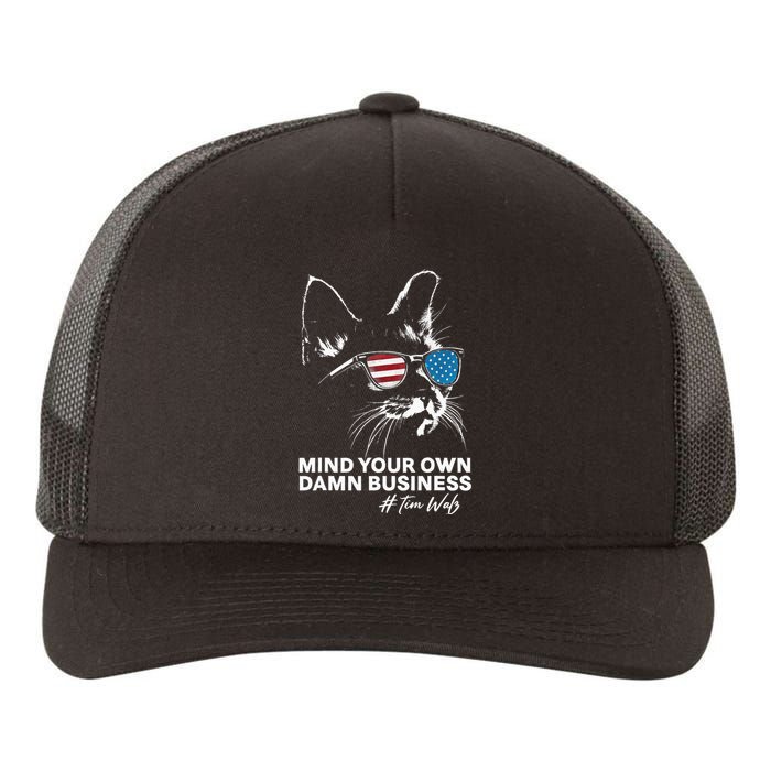 Walz Mind Your Own Damn Business Harris Waltz Cat Lady Yupoong Adult 5-Panel Trucker Hat