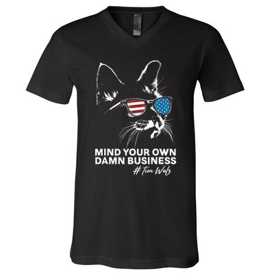 Walz Mind Your Own Damn Business Harris Waltz Cat Lady V-Neck T-Shirt