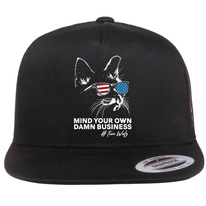 Walz Mind Your Own Damn Business Harris Waltz Cat Lady Flat Bill Trucker Hat