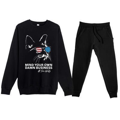 Walz Mind Your Own Damn Business Harris Waltz Cat Lady Premium Crewneck Sweatsuit Set