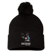 Walz Mind Your Own Damn Business Harris Waltz Cat Lady Pom Pom 12in Knit Beanie