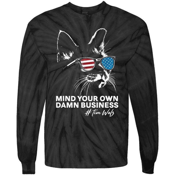 Walz Mind Your Own Damn Business Harris Waltz Cat Lady Tie-Dye Long Sleeve Shirt