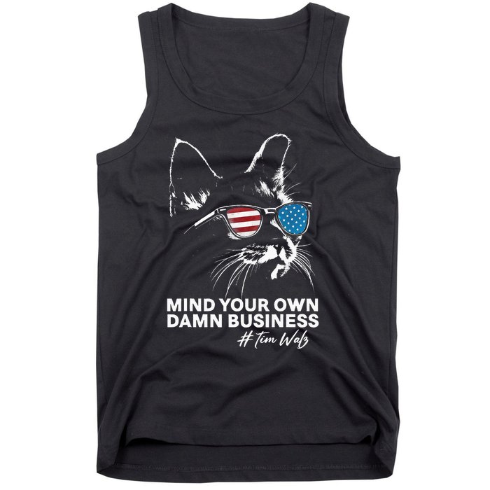 Walz Mind Your Own Damn Business Harris Waltz Cat Lady Tank Top