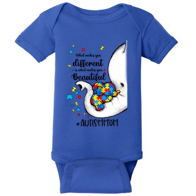 What Makes You Different Elephant Mom Autism Awareness Month Gift Baby Bodysuit