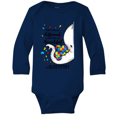 What Makes You Different Elephant Mom Autism Awareness Month Gift Baby Long Sleeve Bodysuit