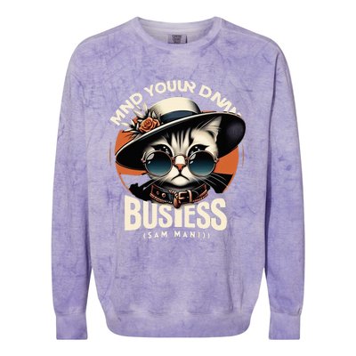 Walz Mind Your Own Damn Business Harris Waltz Cat Lady Colorblast Crewneck Sweatshirt