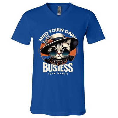 Walz Mind Your Own Damn Business Harris Waltz Cat Lady V-Neck T-Shirt