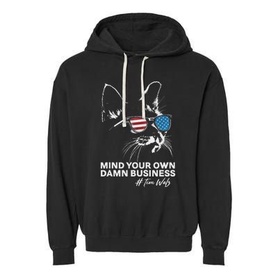 Walz Mind Your Own Damn Business Harris Waltz Cat Lady Garment-Dyed Fleece Hoodie