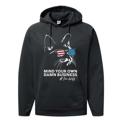 Walz Mind Your Own Damn Business Harris Waltz Cat Lady Performance Fleece Hoodie