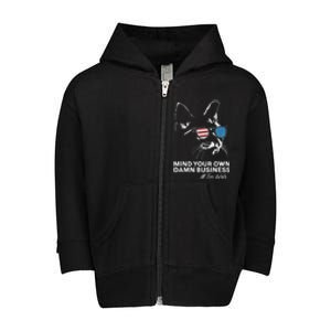 Walz Mind Your Own Damn Business Harris Waltz Cat Lady Toddler Zip Fleece Hoodie