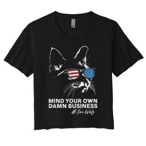 Walz Mind Your Own Damn Business Harris Waltz Cat Lady Women's Crop Top Tee