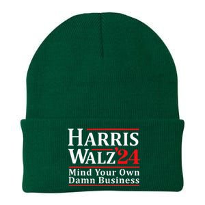 Walz Mind Your Own Damn Business Retro Harris Walz 2024 Knit Cap Winter Beanie