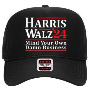 Walz Mind Your Own Damn Business Retro Harris Walz 2024 High Crown Mesh Back Trucker Hat