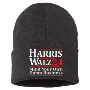 Walz Mind Your Own Damn Business Retro Harris Walz 2024 Sustainable Knit Beanie