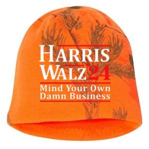 Walz Mind Your Own Damn Business Retro Harris Walz 2024 Kati - Camo Knit Beanie