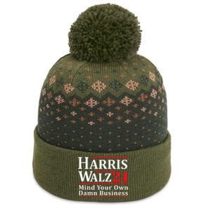 Walz Mind Your Own Damn Business Retro Harris Walz 2024 The Baniff Cuffed Pom Beanie