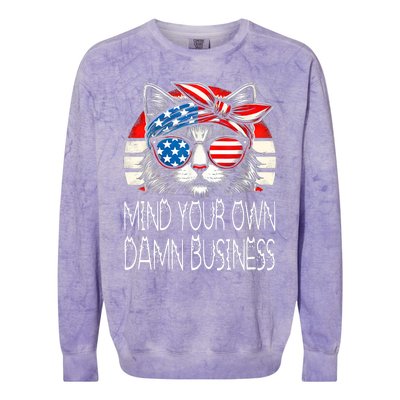 Walz Mind Your Own Damn Business Harris Waltz Cat Lady Colorblast Crewneck Sweatshirt