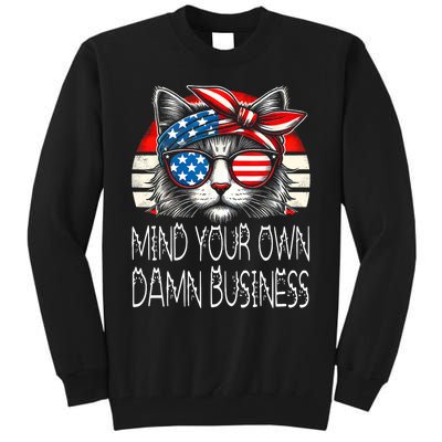 Walz Mind Your Own Damn Business Harris Waltz Cat Lady Tall Sweatshirt